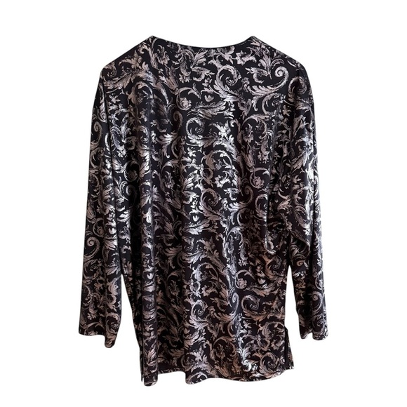 VTG Joanna Womens Black And Silver Button Up Long Sleeve Shirt Large - Picture 10 of 13